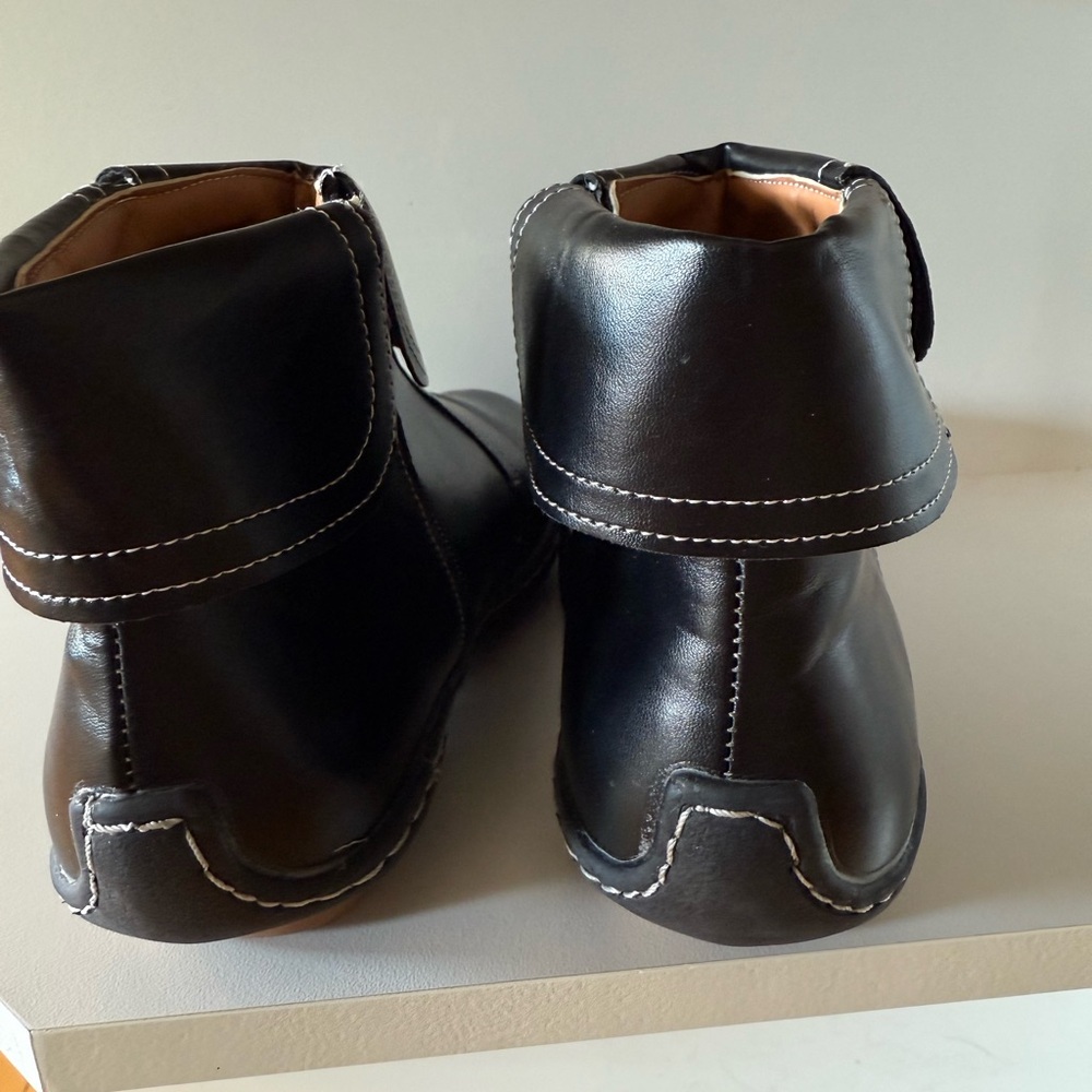 Black Ankle Boots with White Topstitching - Picture 4 of 10